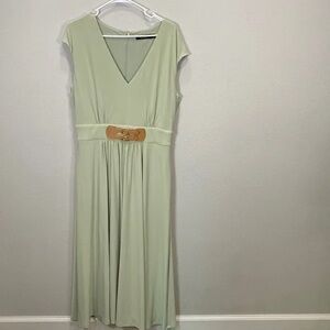 Ralph Lauren Black Label Light Green Dress with Tan Belt